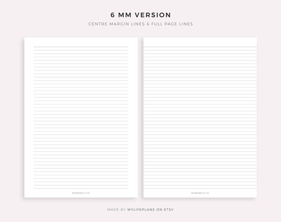 Lined Paper Different Spacing 6mm, 8mm, 10mm, 12mm, 14mm, Printable PDF,  A4/a5/letter/half, Instant Download -  Canada