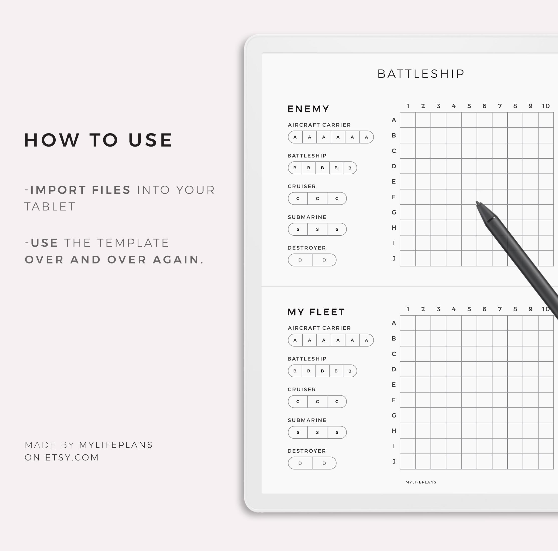 Battleship Game for Supernote A5X2/A5X/A5/A6X2/A6X/A6, Instant Download ...