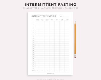Weekly Intermittent Fasting Tracker Printable, IF Diet Planner, Weight Loss Tracker, Health Planner, A4/Letter, Instant Download PDF