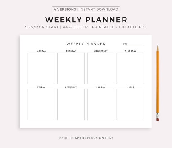 Weekly Planner Template PDF  Weekly planner printable, Free