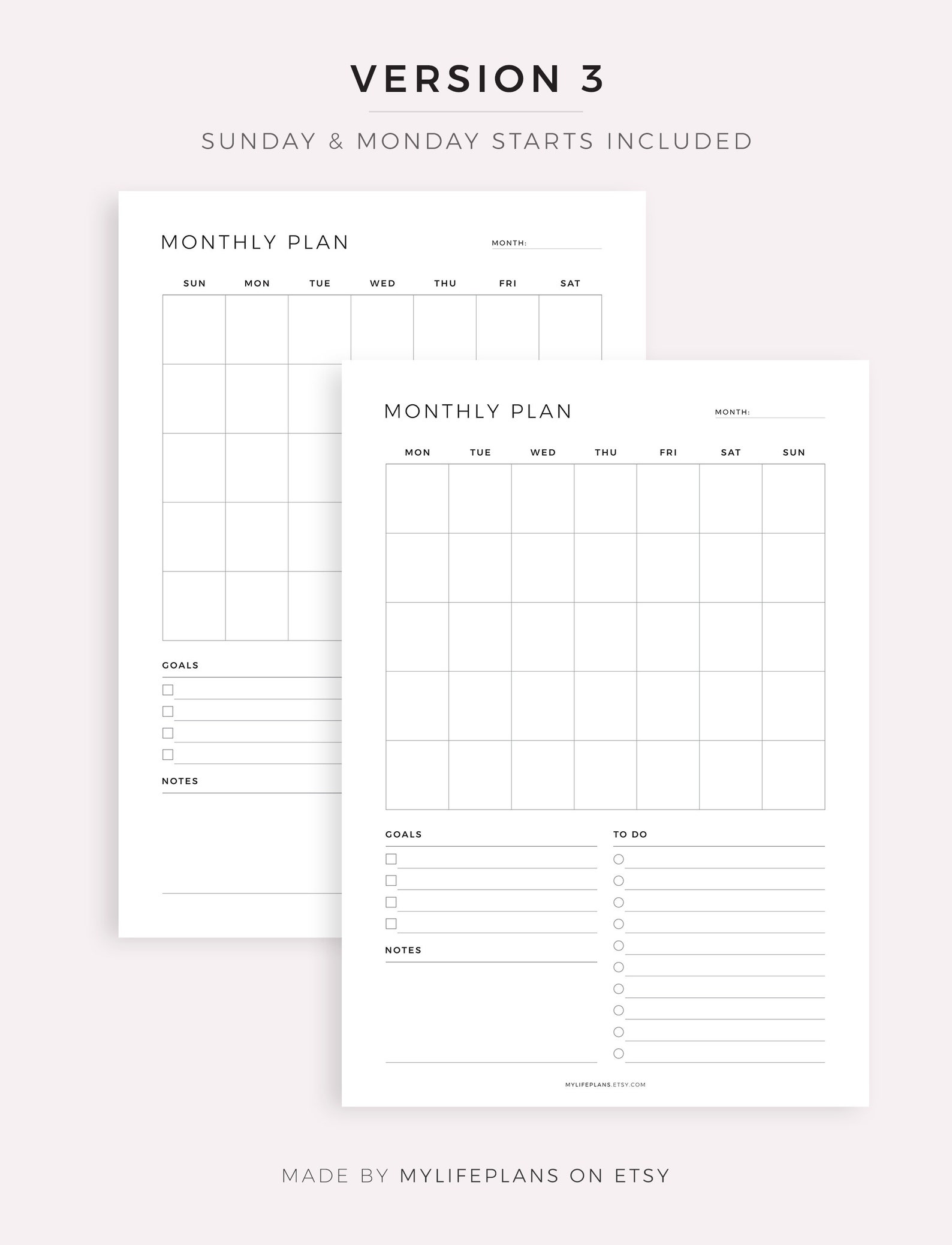 Monthly Planner Printable Productivity Planner Monthly - Etsy