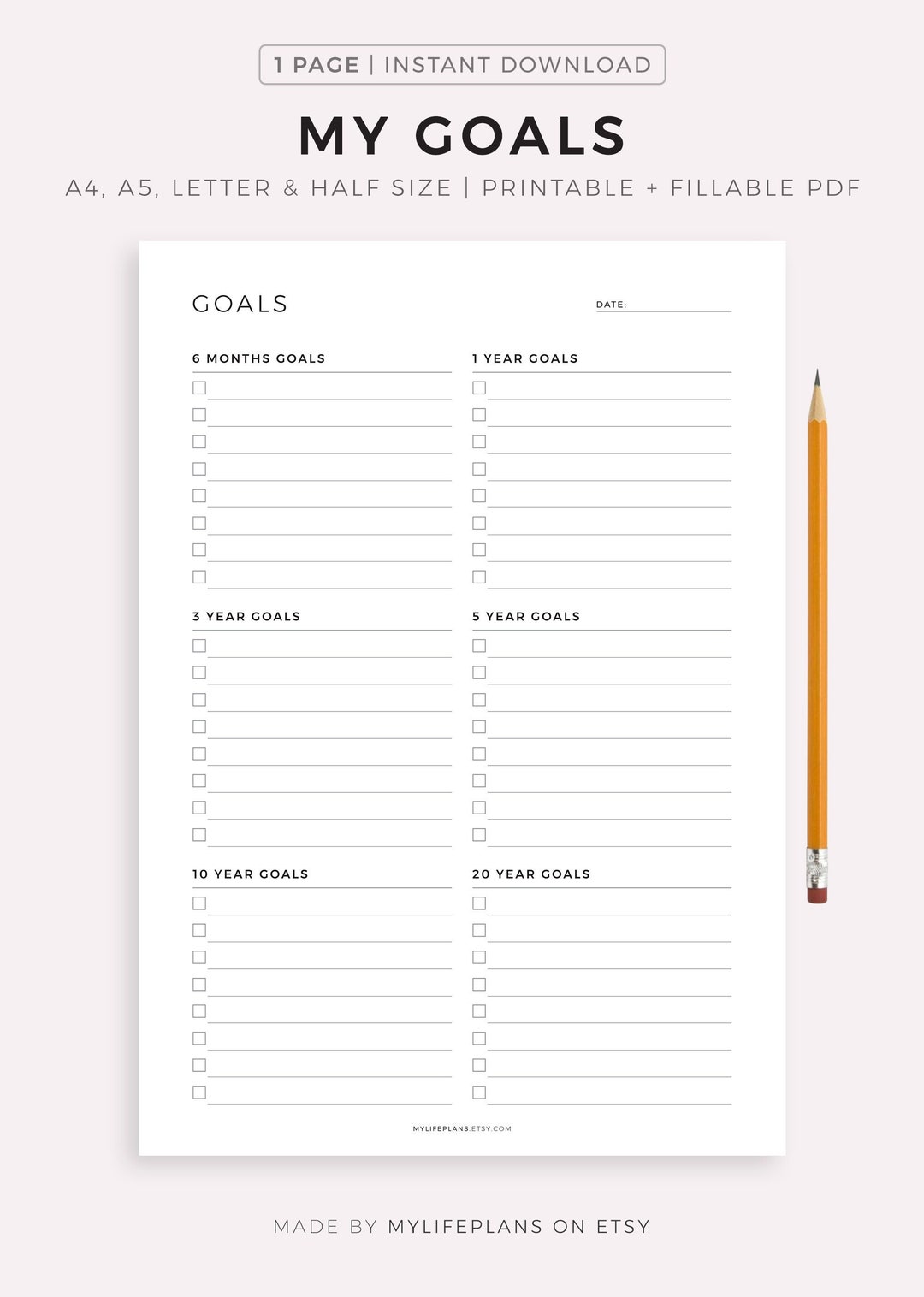 Goal Planner Printable Goal Setting Planner Productivity Etsy