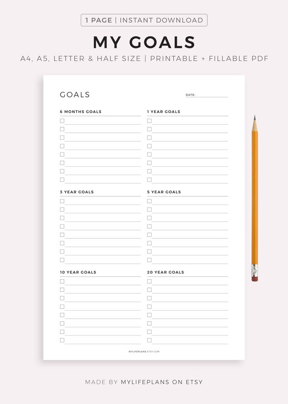 Goal Planner Printable Goal Setting Planner Productivity Etsy India