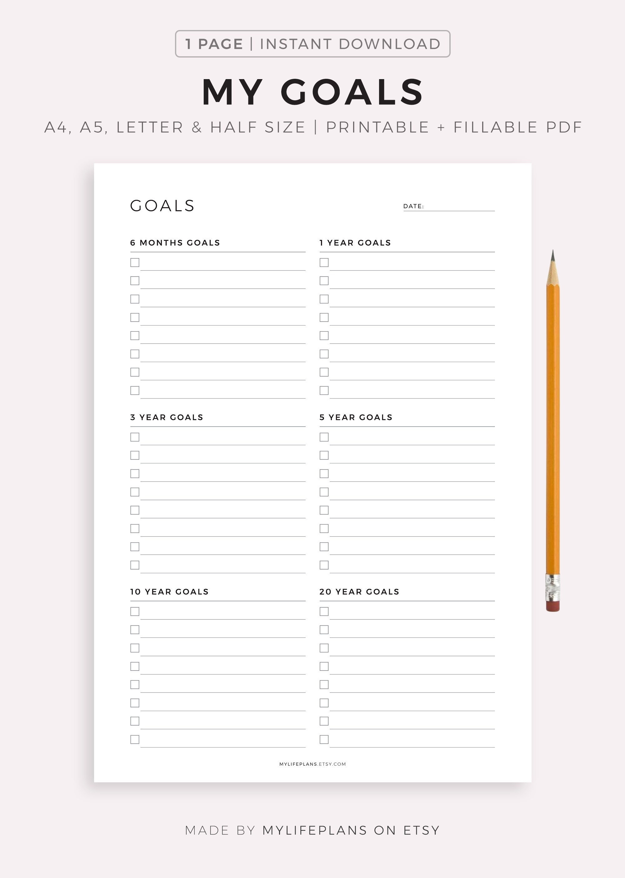 Goal Planner Printable Goal Setting Planner Productivity Etsy
