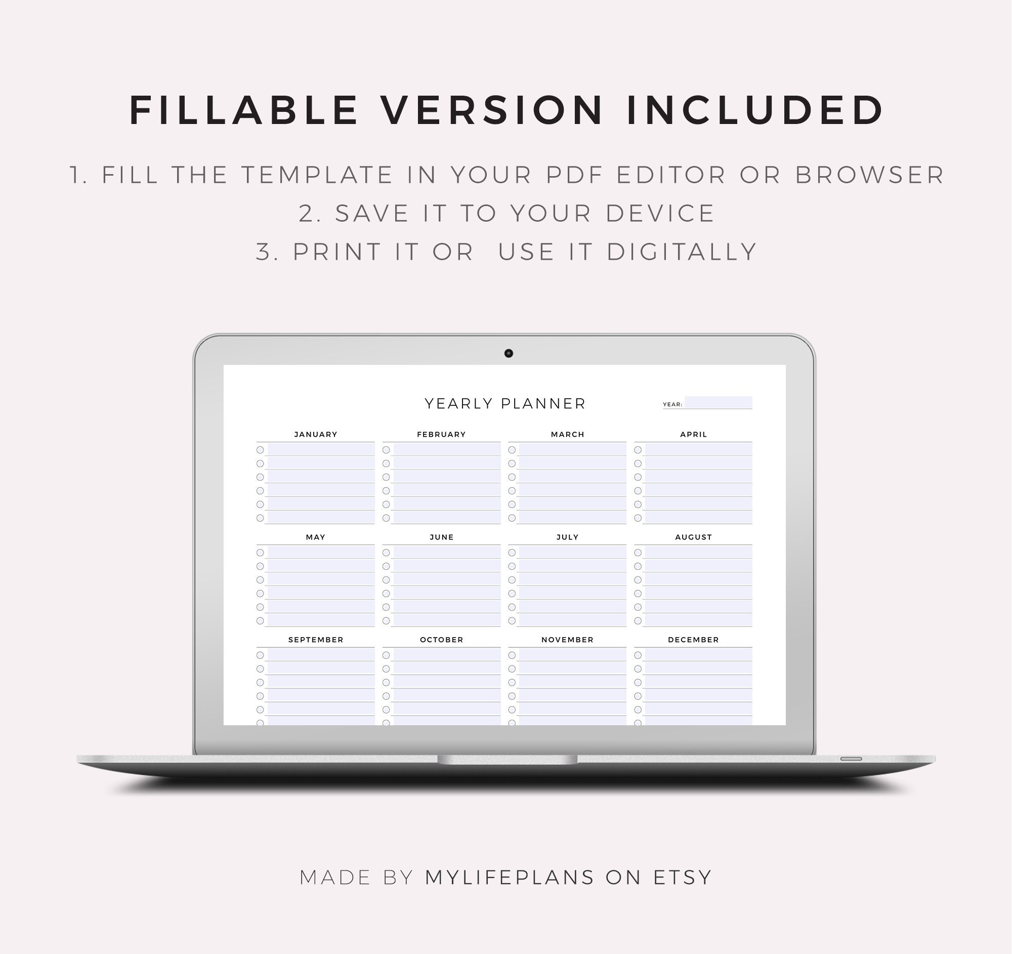 Yearly Tasks Printable Landscape, Yearly to Do List, Minimalist Yearly ...