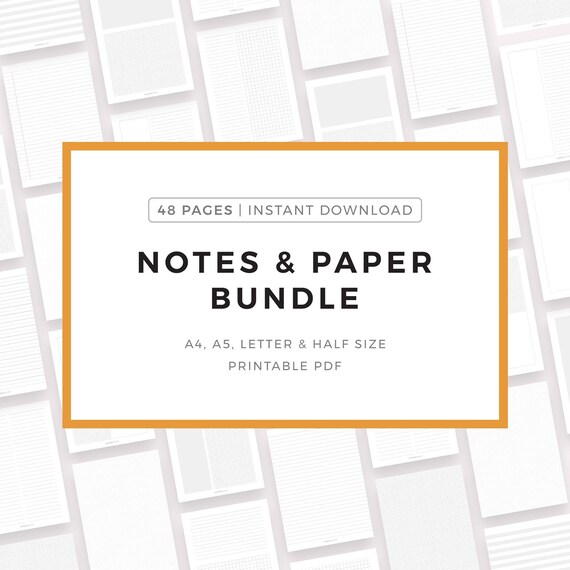 notes lined graph dot grid paper pages bundle printable etsy