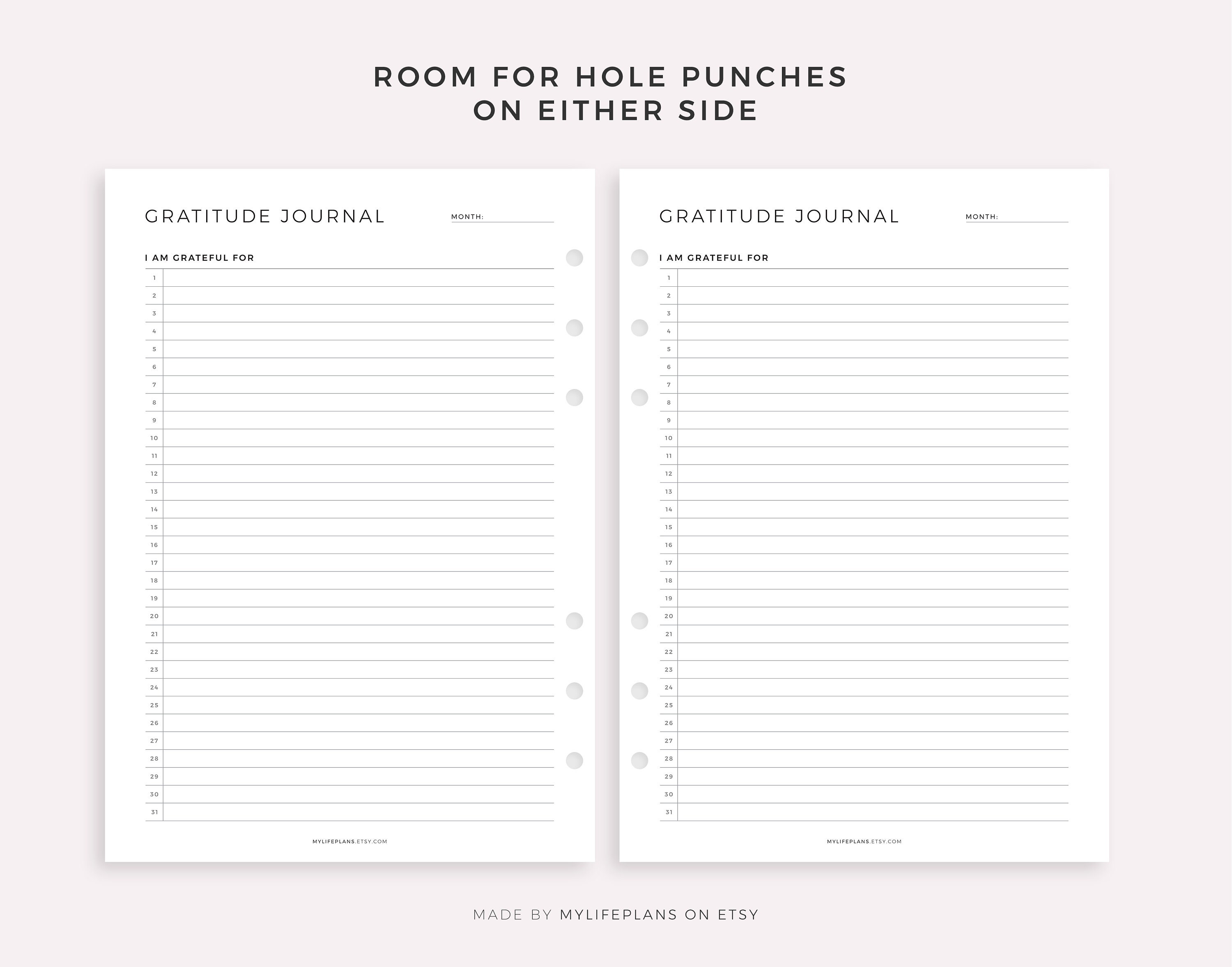30 Days of Gratitude Printable Template, Daily Gratitude Journal ...
