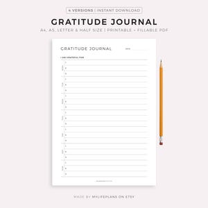 Weekly Gratitude Journal Printable Template, Thankfulness Journal, Gratitude Diary, Daily Gratitude Log, A4/A5/Letter/Half, Instant Download