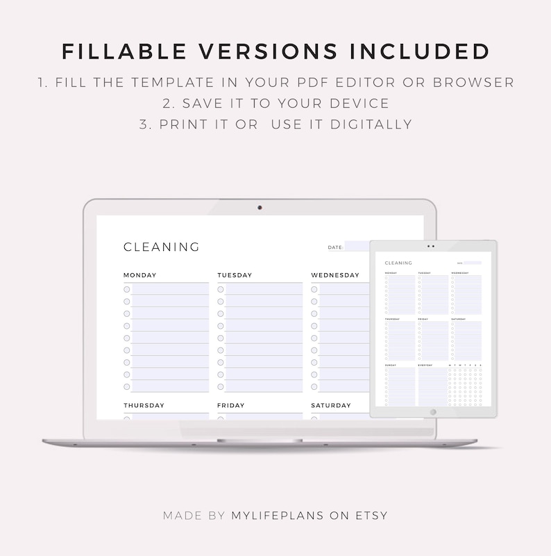 Weekly Cleaning Schedule, Cleaning Checklist, Cleaning To Do List, Printable Cleaning Template, A4/A5/Letter/Half Size, Instant Download PDF image 7