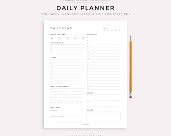 Agenda giornaliera per Happy Planner Classic & Big, download immediato
