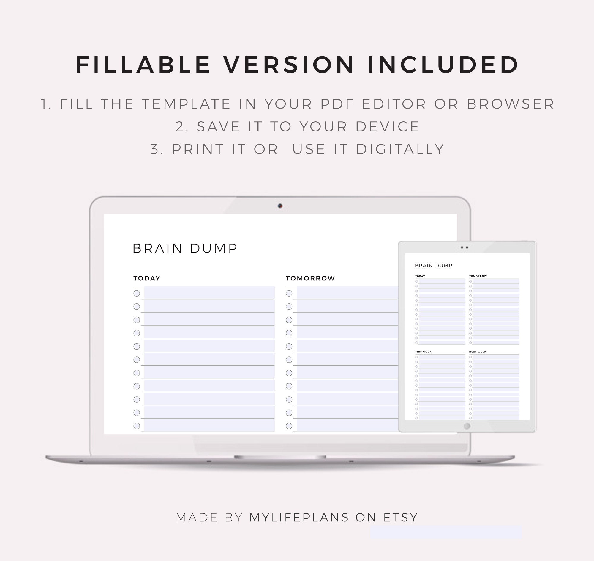 Brain Dump Printable, Priorities Organizer, to Do List Template, Get It ...