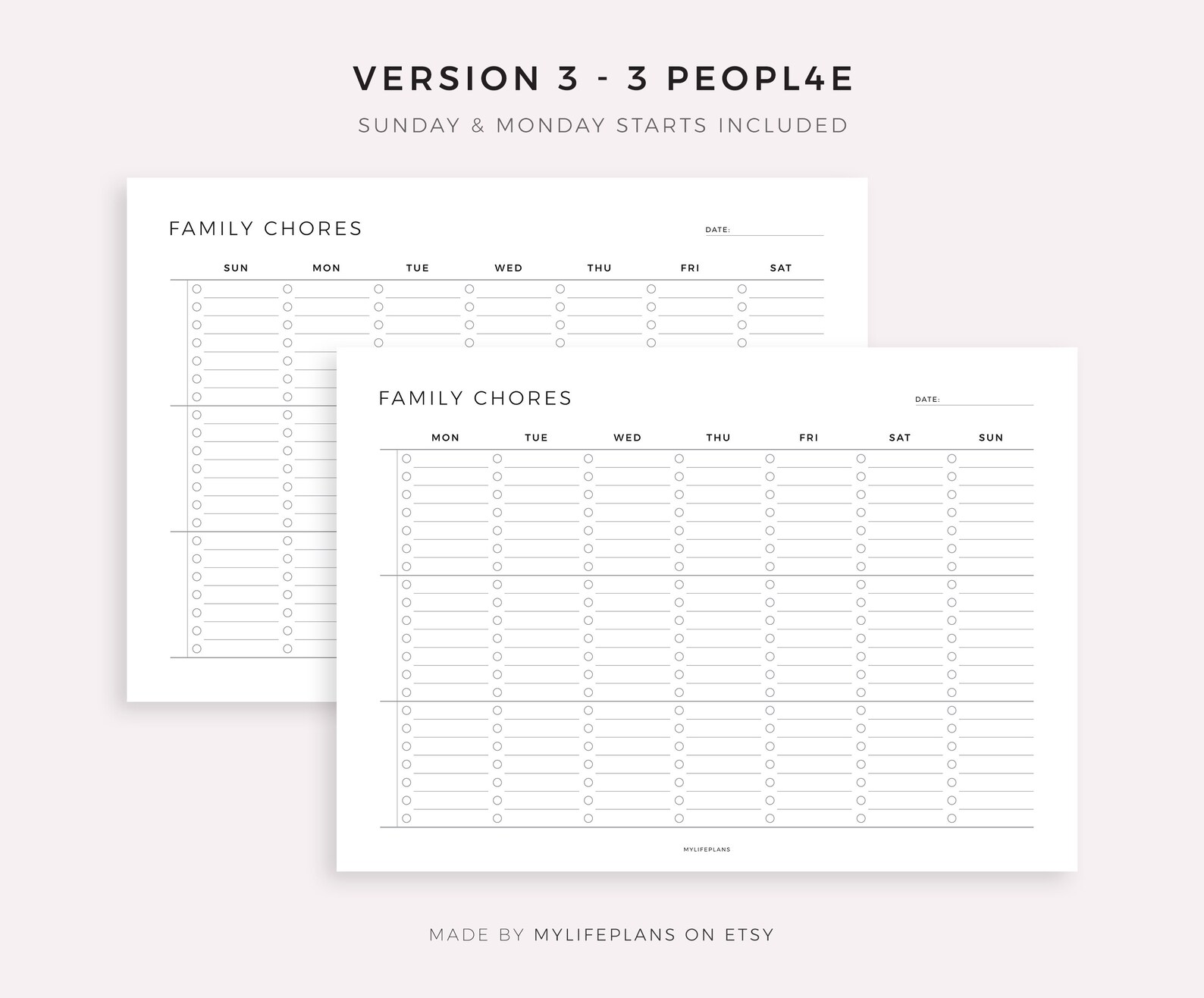 Digital Family Chore Chart Template Landscape, Compatible With ...