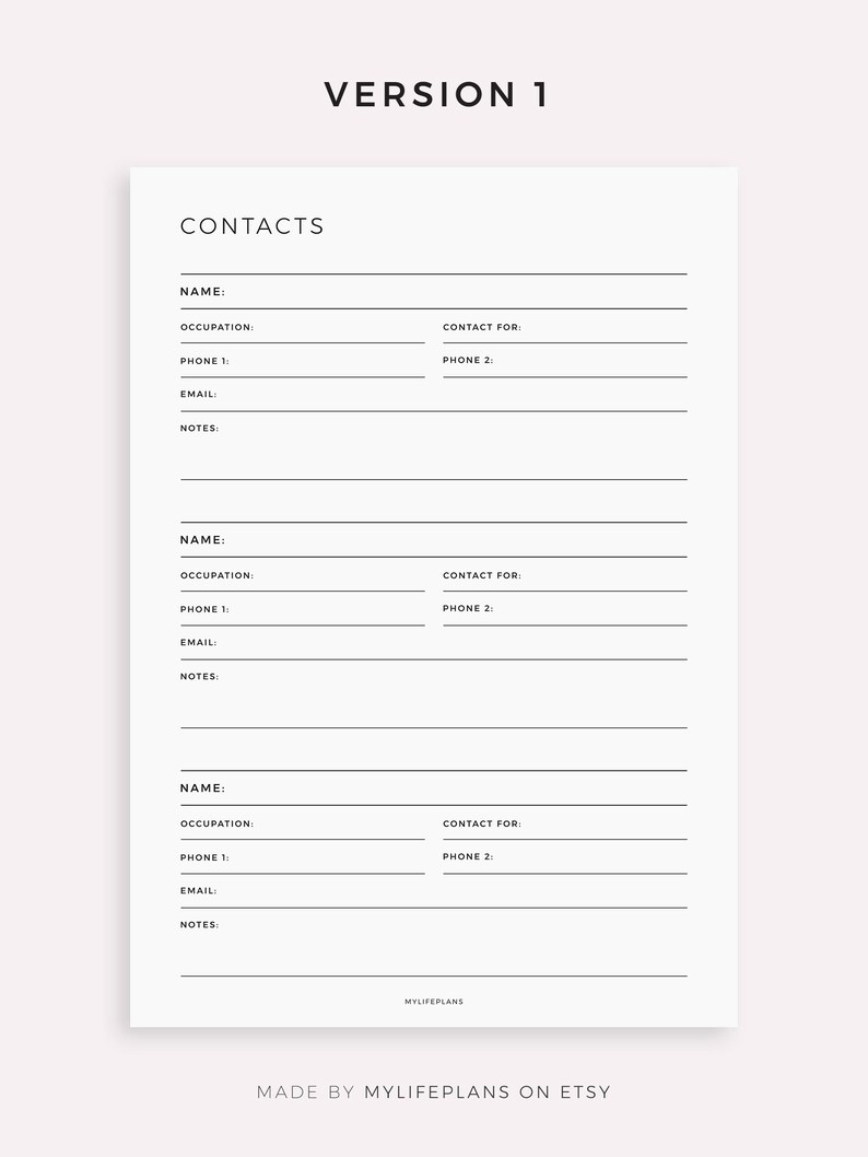 Work Contacts Sample Business / Work Contacts List Template, Compatible With Remarkable ...