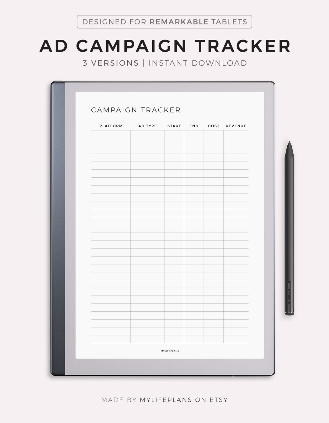 Ad Campaign Tracker, Advertising Tracker Log, Advertising Expense ...