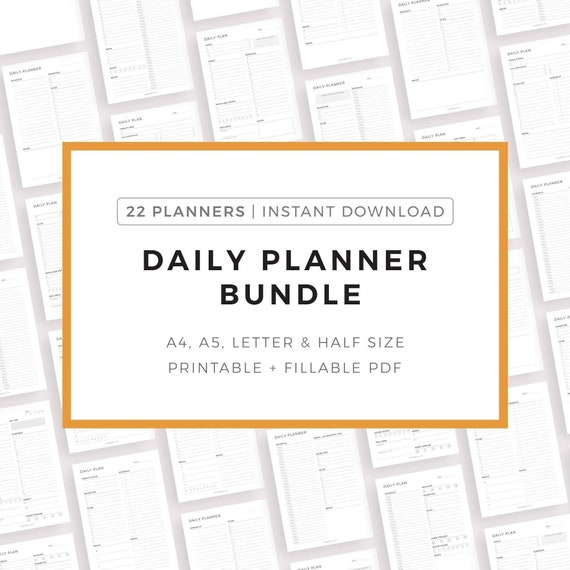 Daily Planner Inserts Bundle Printable, A4/A5/Letter/Half Letter, Instant Download