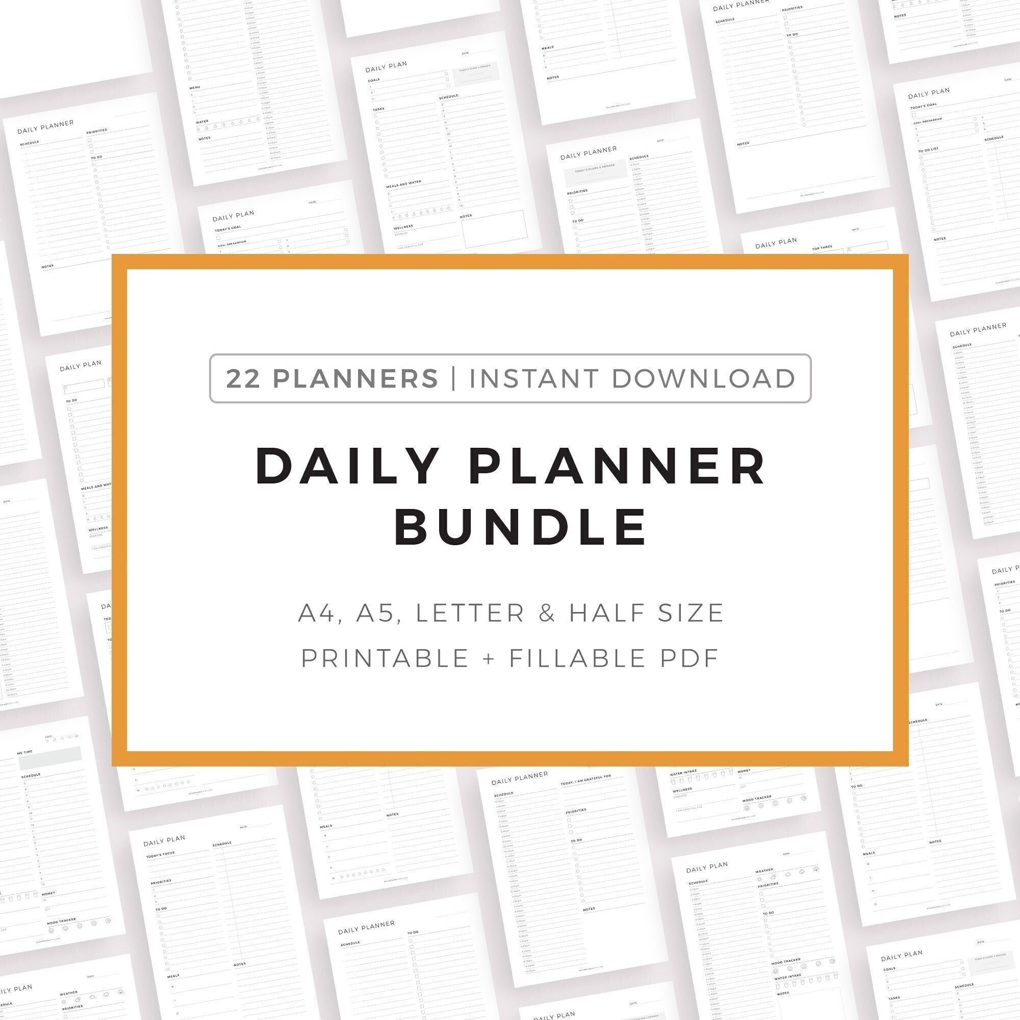 Daily Planner Inserts Bundle Printable, A4/a5/letter/half Letter ...