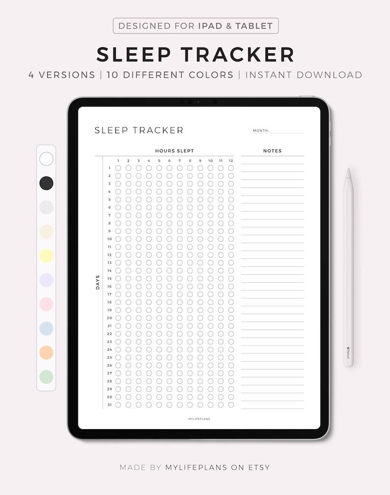 Digital Sleep Tracker for Goodnotes, Notability, Ipad, Instant Download ...