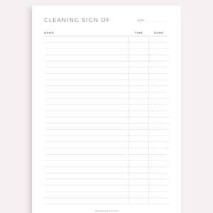 Cleaning Sign off Sheet Printable, Restroom Cleaning, Bathroom Cleaner ...
