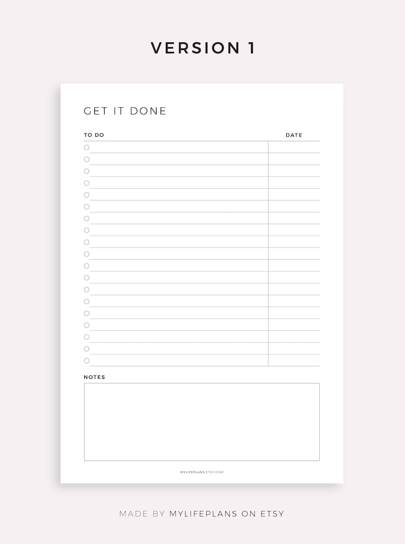 Get It Done Printable to Do List Template Task List - Etsy