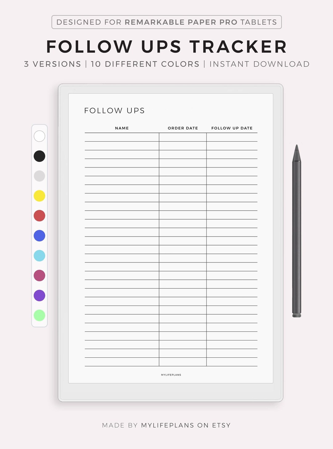 Follow Ups Tracker for Remarkable Paper Pro, Instant Download - Etsy
