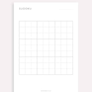 Printable Blank Sudoku Sheets Sudoku Grid Template Instant Download Printable Blank Sudoku Sheets Sudoku Grid Template Instant Download