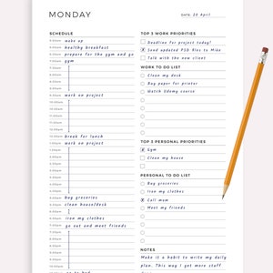 Work From Home Planner, Personal Daily Planner, Productivity Planner, Daily Hourly Planner, Instant Download, A5/A4/Letter/Half Letter image 4