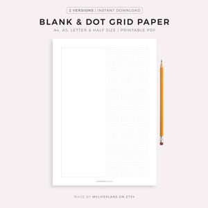Blank & Dot Grid Papier zum Ausdrucken, A4/A5/Letter/Half Size, Instant Download PDF