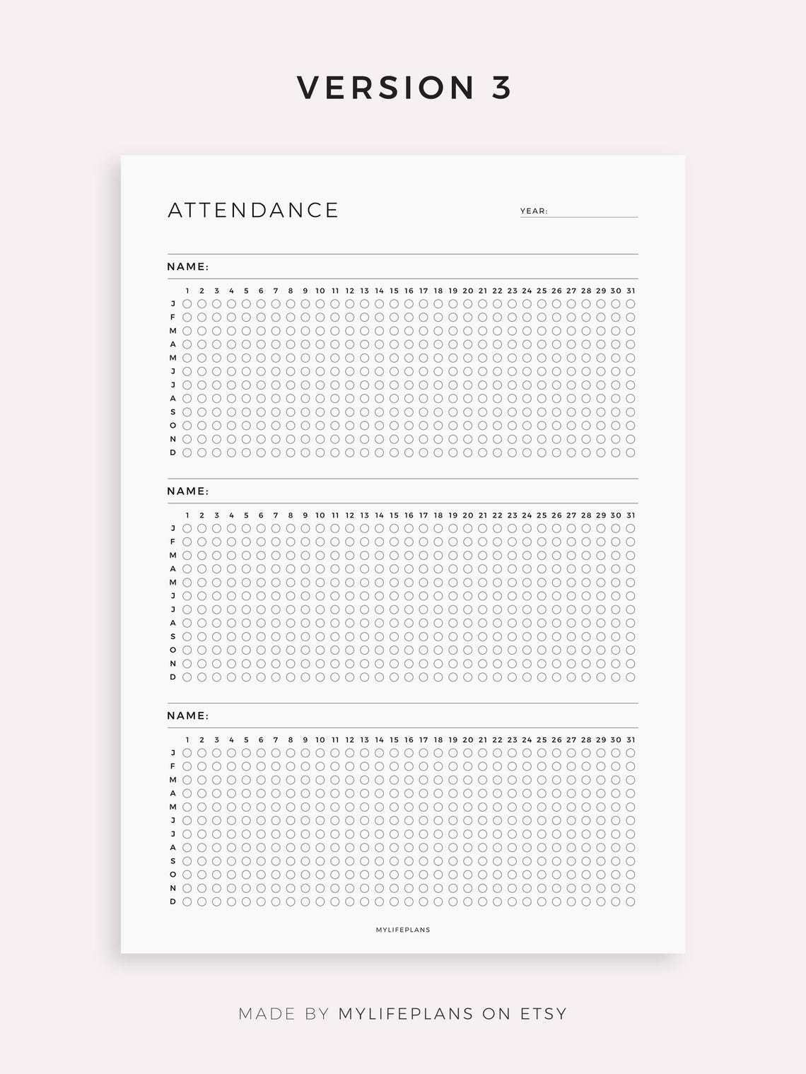 Yearly Employee Attendance Log for Remarkable 2, Instant Download - Etsy