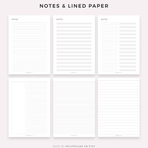 Notes, Lined, Graph & Dot Grid Paper Pages Bundle Printable, A4/a5 ...