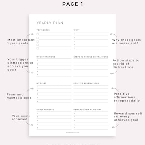 Yearly Goals Planner, Goal Setting, Goal Planning, Productivity Planner ...