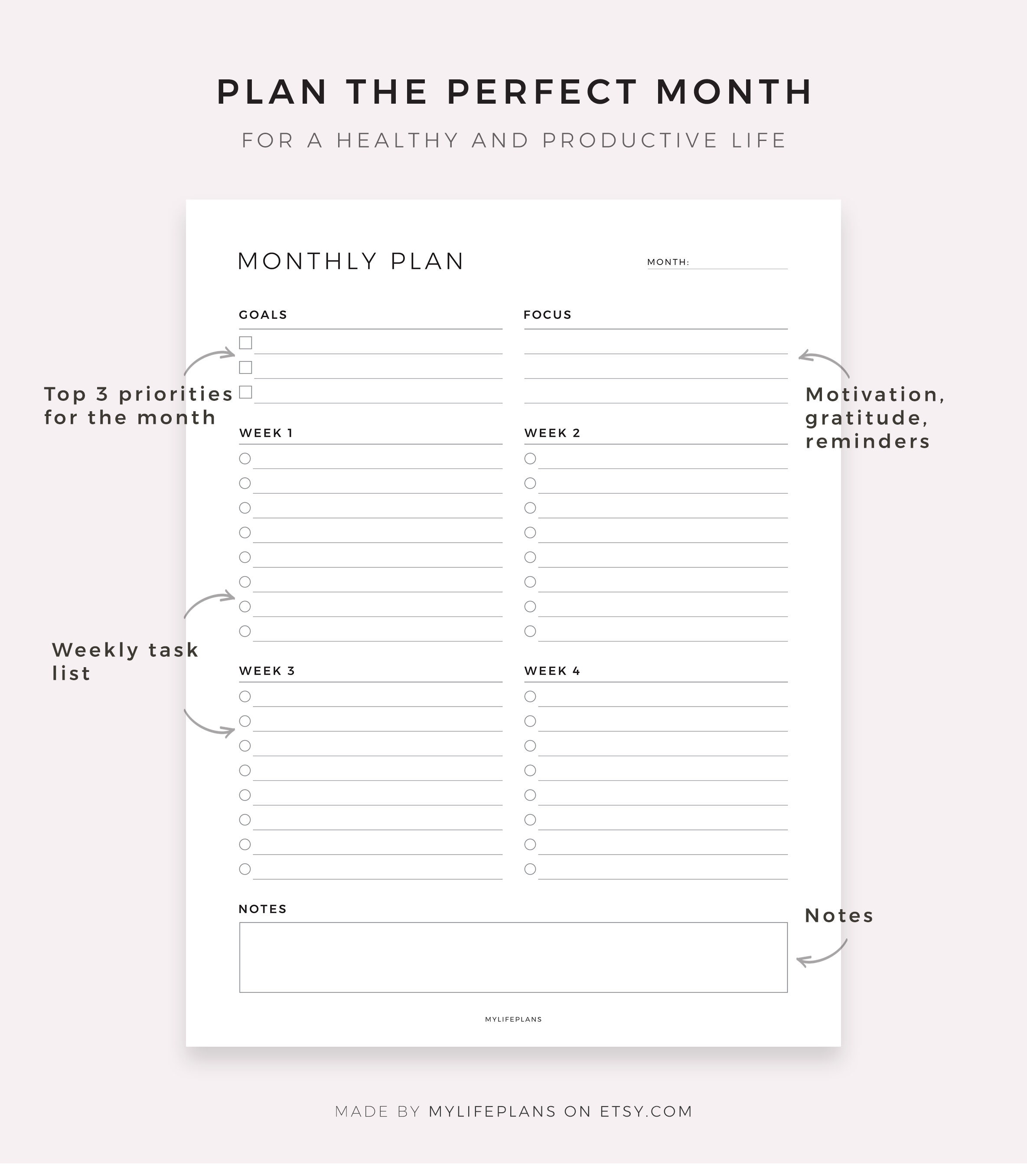 Digital Monthly Planning, to Do List Template, Task List, Compatible ...