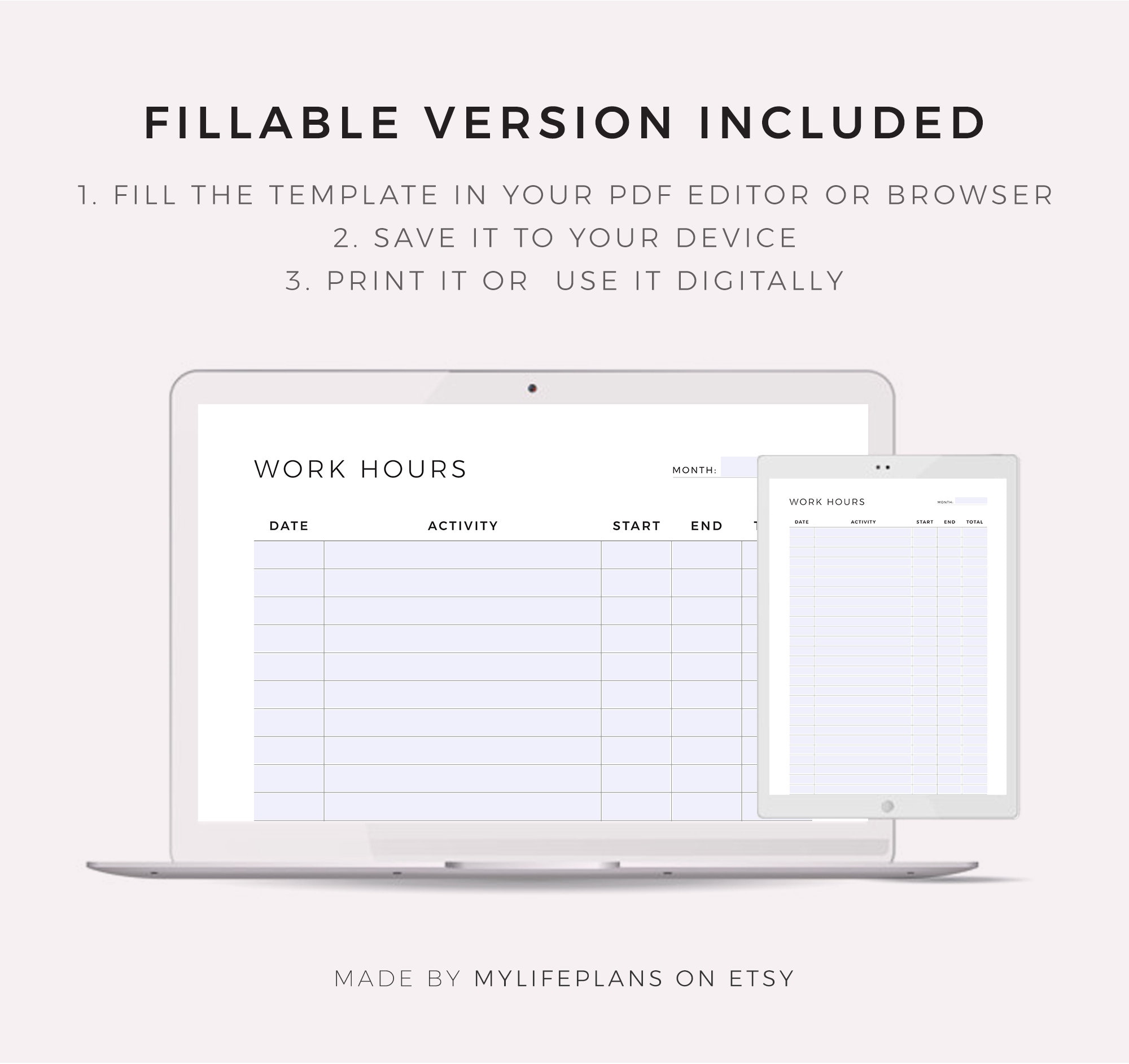 Working Hours Note Working Hours Log Printable, Work Time Tracker, Activity Tracker, Time ...
