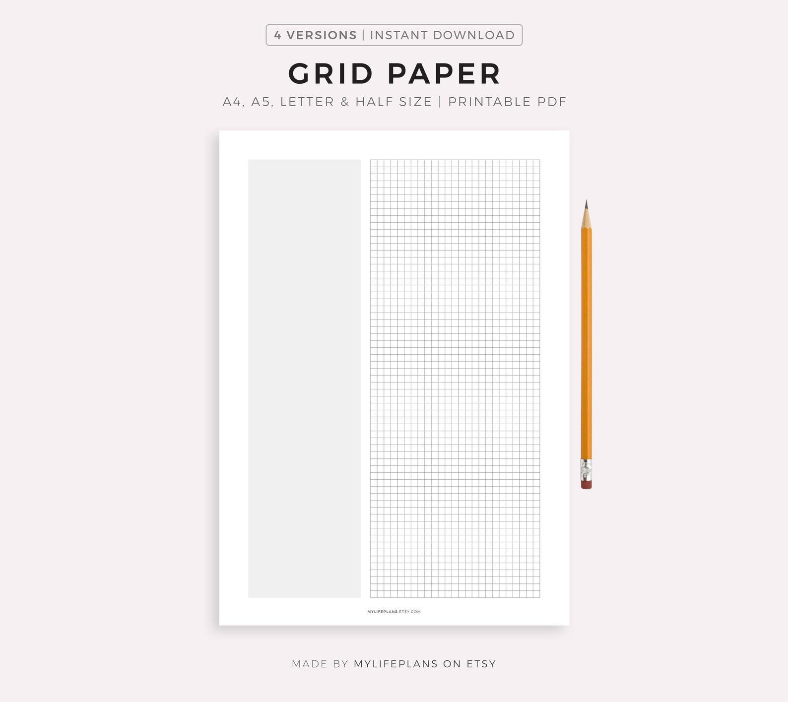 Printable Grid Paper, A4/a5/letter/half Size, Instant Download PDF - Etsy