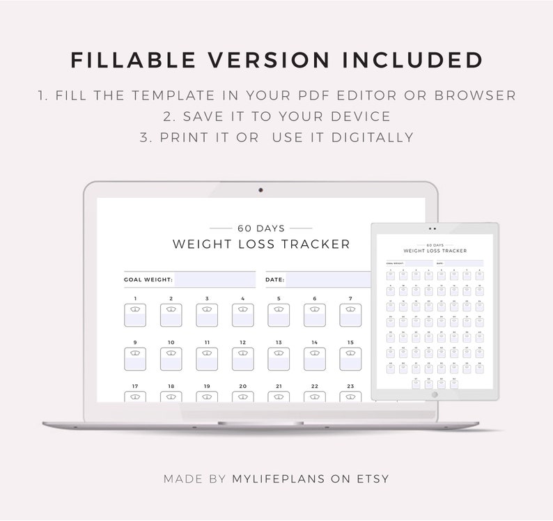 60 Day Weight Loss Tracker Printable Weight Loss Challenge Etsy UK