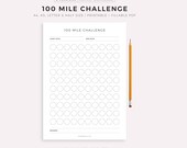 100 Mile Running or Walking Challenge Printable, Workout Challenge, Exercise Tracker, Health & Fitness Goals, A4/A5/Letter/Half Size