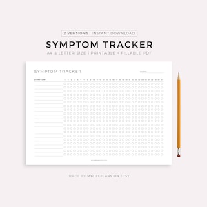 Symptom Tracker Printable Landscape, Symptom Frequency Tracker, Symptoms Journal, Medical Tracker, Health Tracker, A4/Letter