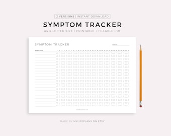 Symptom Tracker Printable Landscape, Symptom Frequency Tracker, Symptoms Journal, Medical Tracker, Health Tracker, A4/Letter