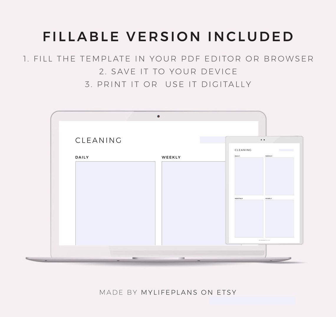 Simple Cleaning Planner Printable, Home or Office Cleaning, Cleaning ...