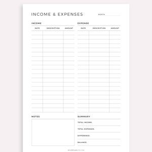 Income & Expense Tracker auf einer Seite, Finanzplaner druckbar, Budgetplaner, Geld-Tracker, A4/A5/Letter/Half Size, Sofortiger Download Bild 4
