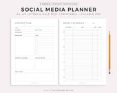 Social Media Planner Printable, Content Planner for Instagram, Youtube, Pinterest, TikTok, Blog, A4/A5/Letter/Half, Instant Download PDF