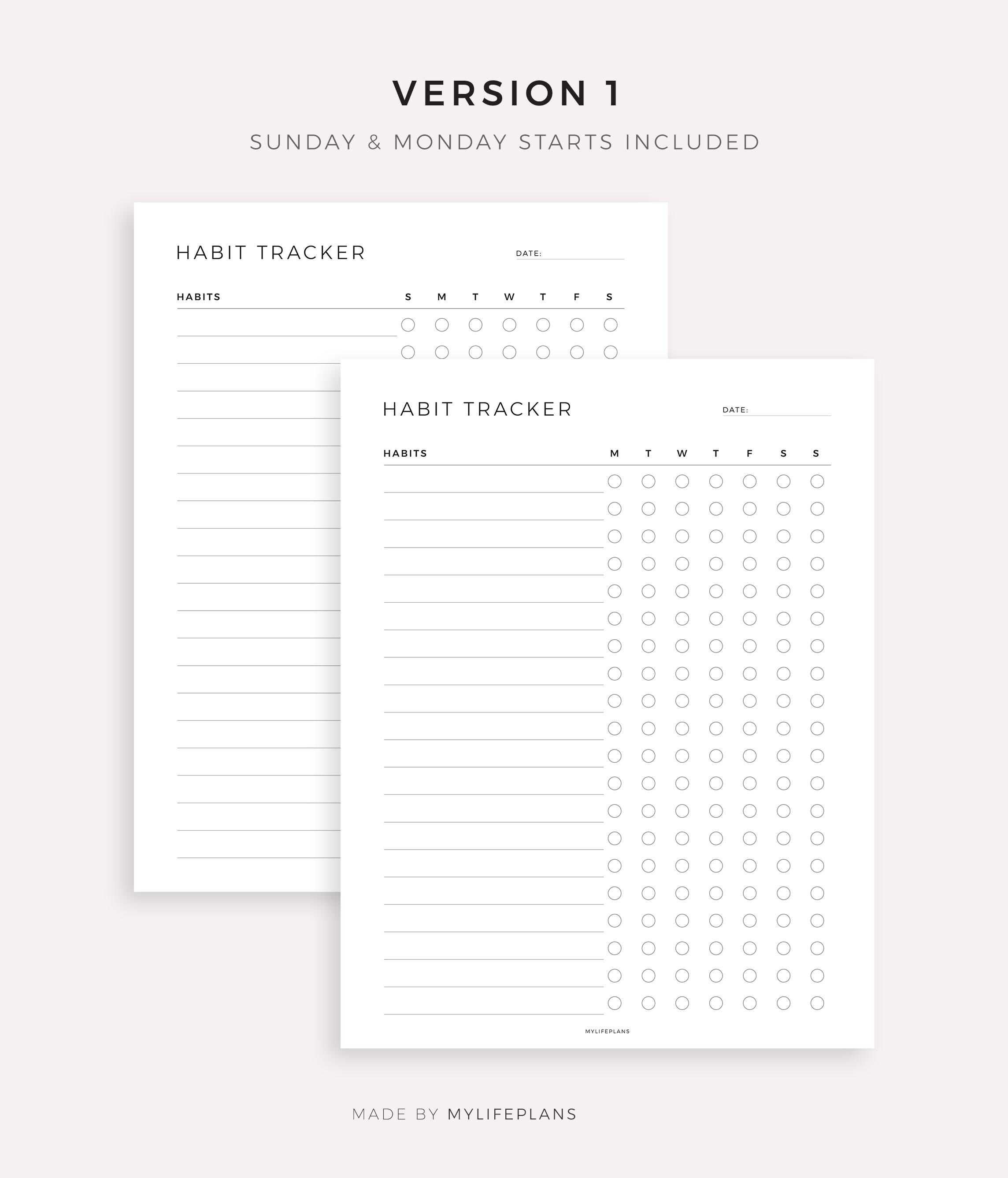 Weekly Habit Tracker Template for Happy Planner Classic & Big ...