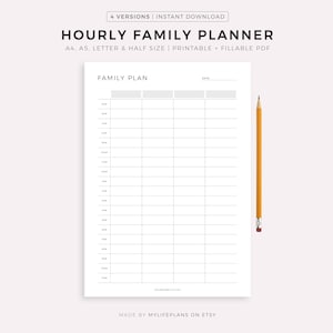 Hourly Family Planner Printable, Family Daily Planner, Family Schedule, Family Organizer, A4/Letter, Instant Download PDF