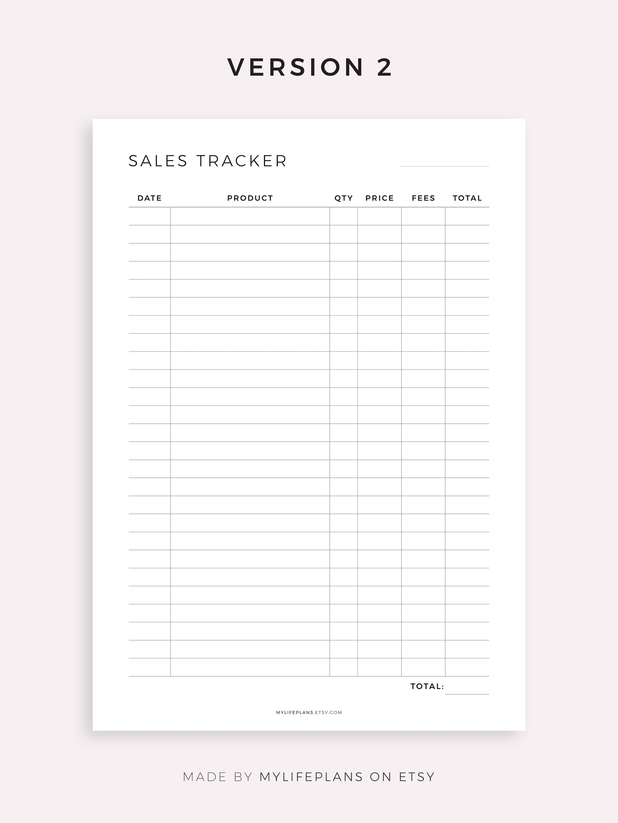 Sales Tracker Printable Online Business Sales Side Hustle - Etsy