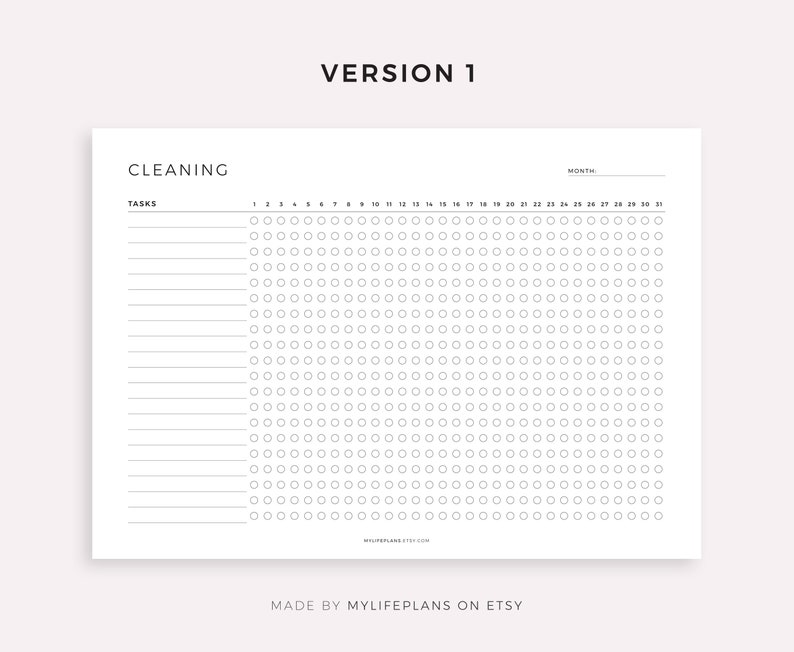 30 Day Cleaning Checklist Printable Landscape Everyday - Etsy