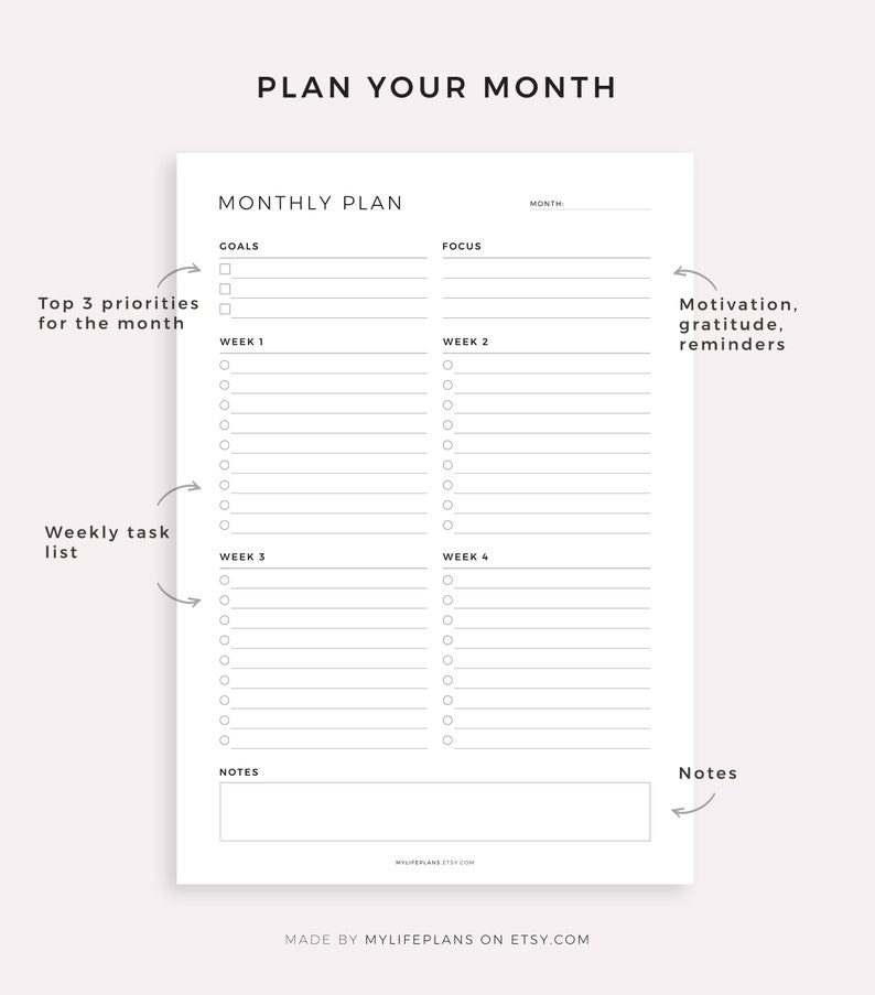Monthly Planning Printable To Do List Template Task List Etsy