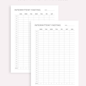 Weekly Intermittent Fasting Tracker Printable, IF Diet Planner, Weight ...