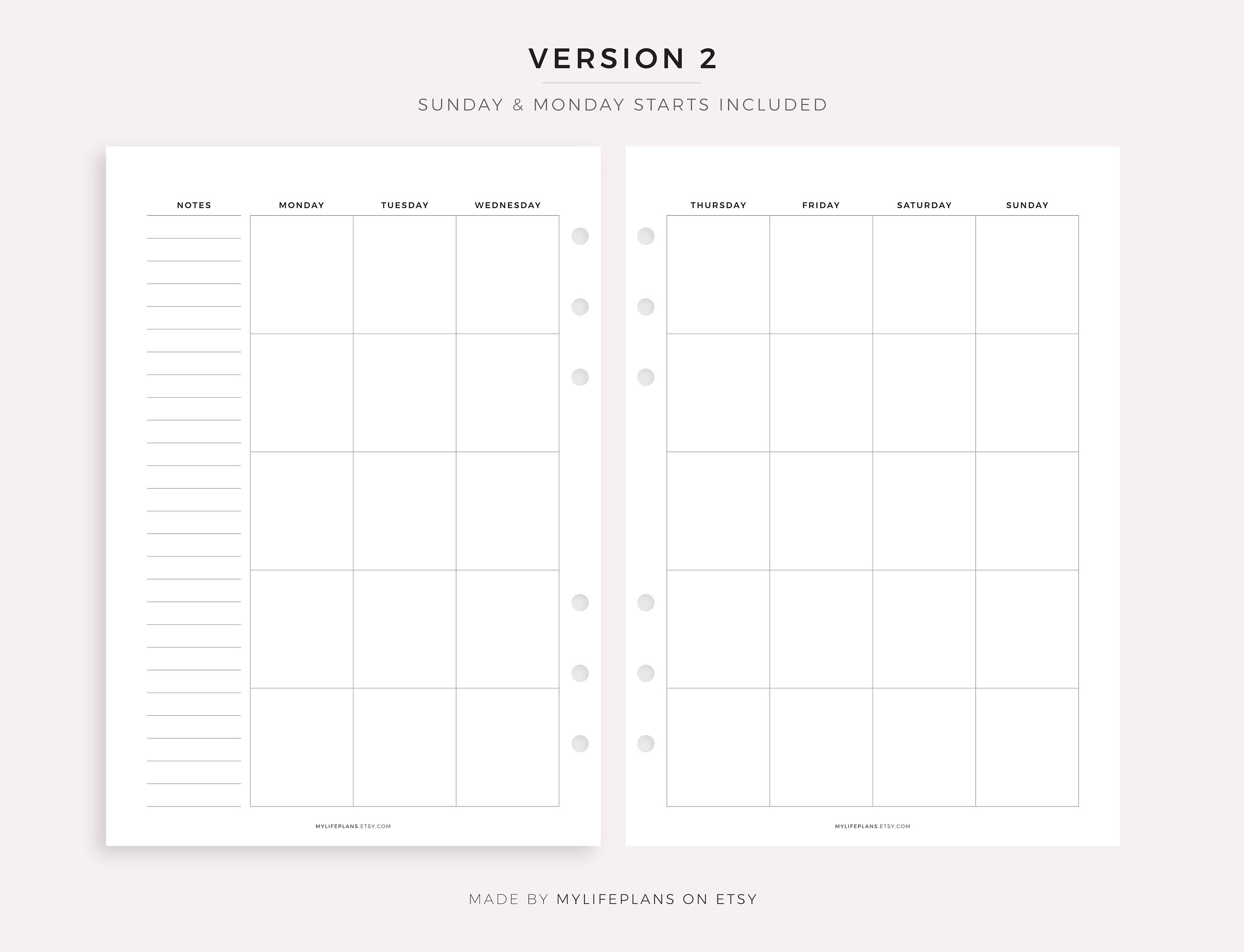 Blank Monthly Calendar With Notes 2 Page Printable Calendar - Etsy