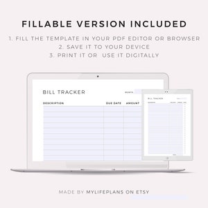 Monthly Bill Tracker Printable, Bill Payment Checklist, Bill Organizer, Finance Planner A4/A5/Letter/Half Size, Instant Download PDF image 7