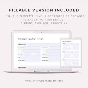 Credit Card Tracker Printable Template, Credit Card List, Credit Card Account Detail, A4/A5/Letter/Half Size, Instant Download PDF image 6