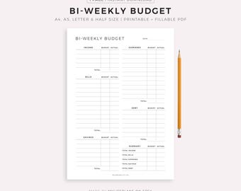 Bi-Weekly Budget Planner Printable & Fillable, Budget Template PDF, Budget by Paycheck, Budget Tracker, A4/A5/Letter/Half, Instant Download